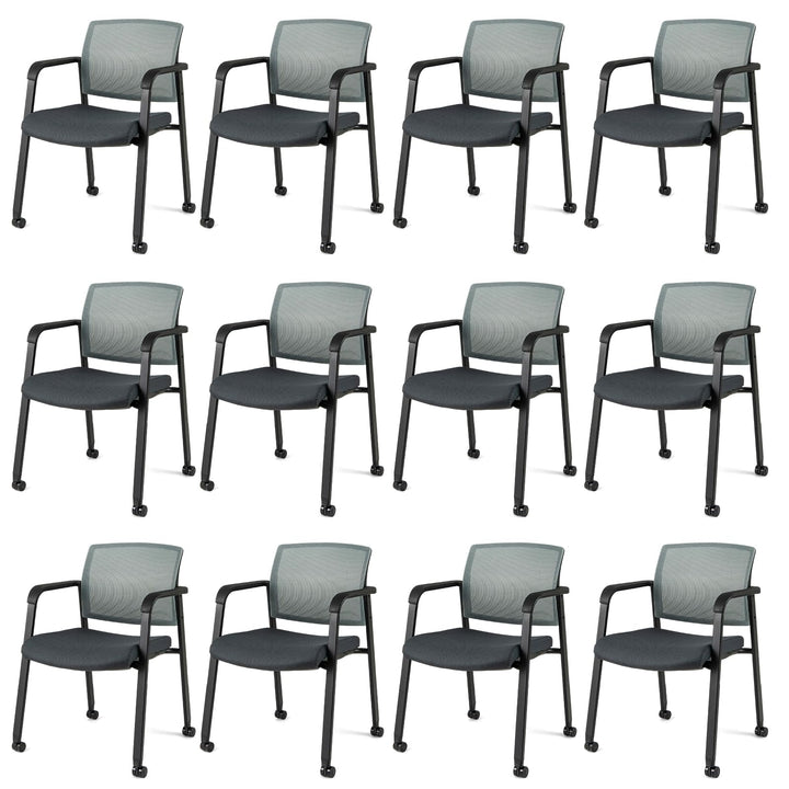 Giantex Waiting Room Chair Set, Rolling Office Desk Chairs with PU Wheels (2 / 4 / 6 / 8 / 10 / 12 Pack Options)
