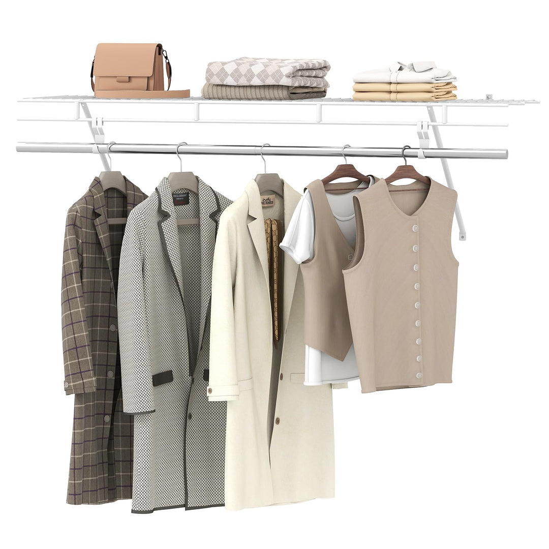 Giantex 4 ft x 12” Metal Wire Storage Shelf &amp; Clothes Rod Organizer