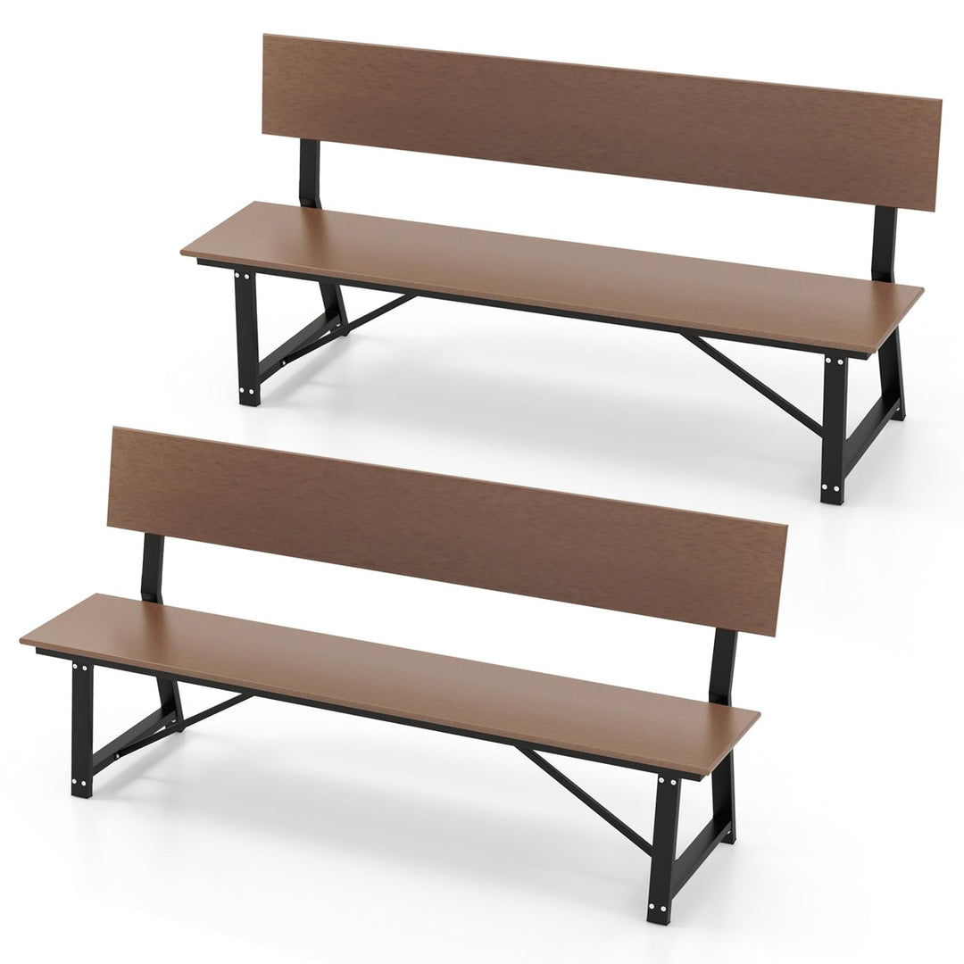 Giantex Outdoor Bench, 4-Person 72 Inches Garden Bench with Weatherproof HDPE Backrest &amp; Seat