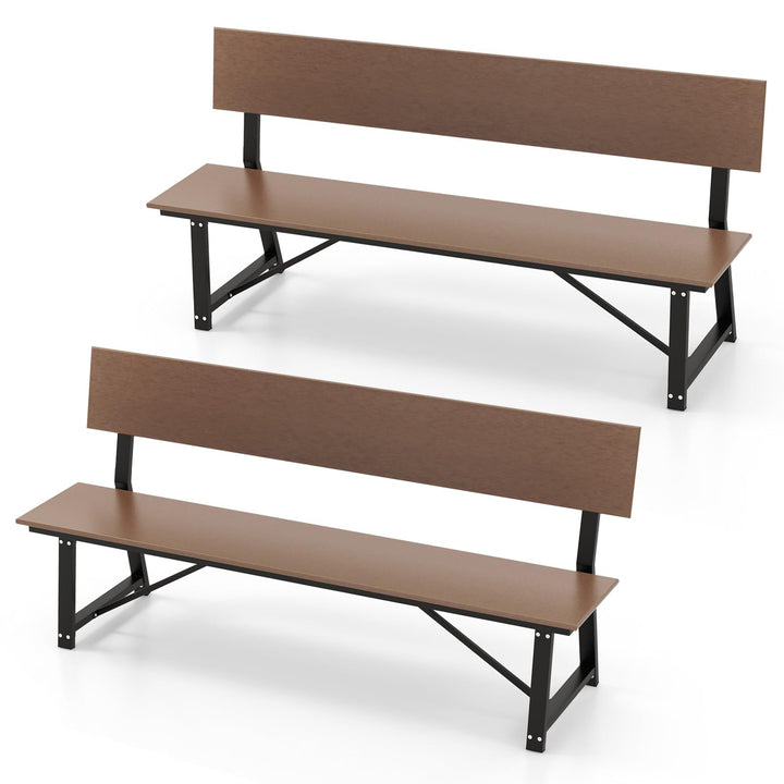 Giantex Outdoor Bench, 4-Person 72 Inches Garden Bench with Weatherproof HDPE Backrest &amp; Seat