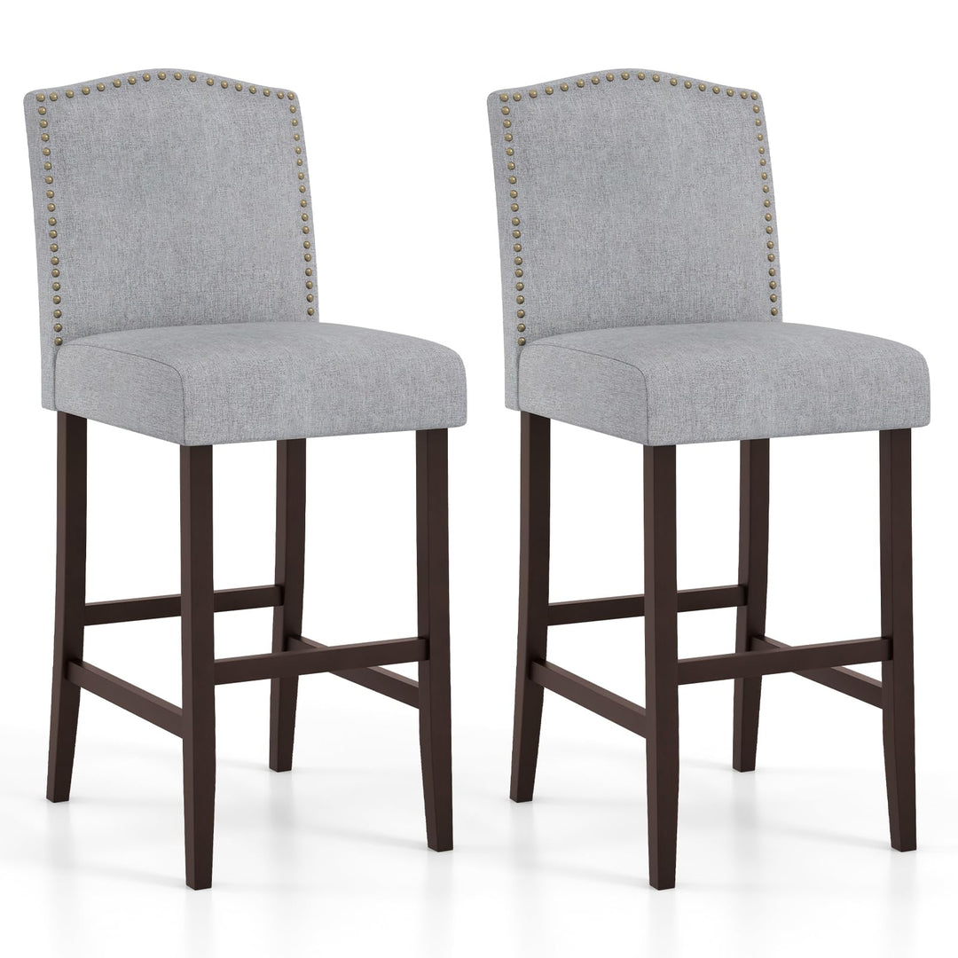 Giantex 30" Bar Stools Set of 2/4, Upholstered Bar Height Bar Chairs with Back &amp; Rubber Wood Legs
