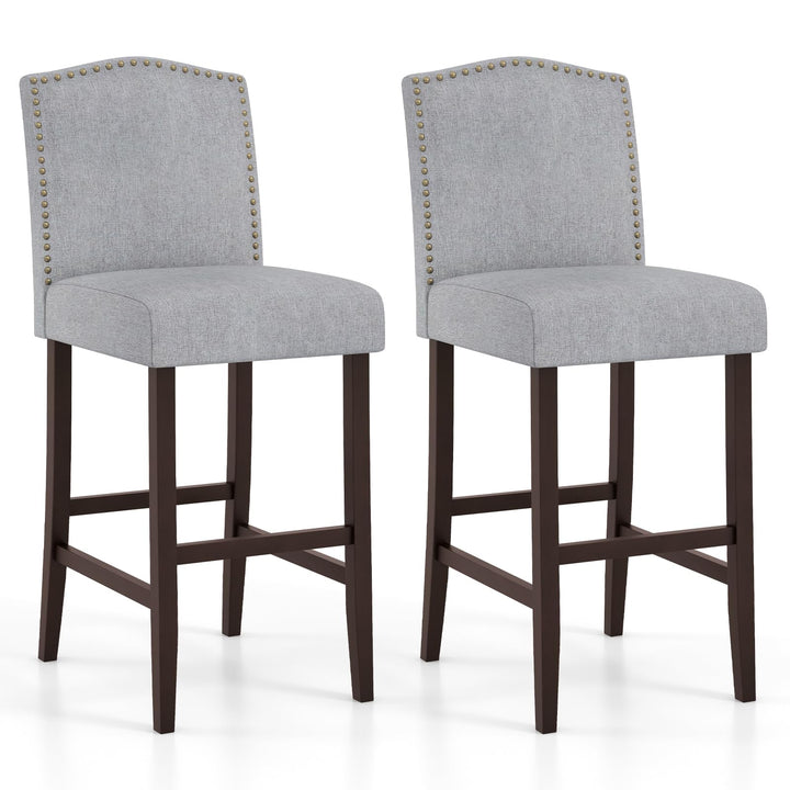 Giantex 30" Bar Stools Set of 2/4, Upholstered Bar Height Bar Chairs with Back &amp; Rubber Wood Legs