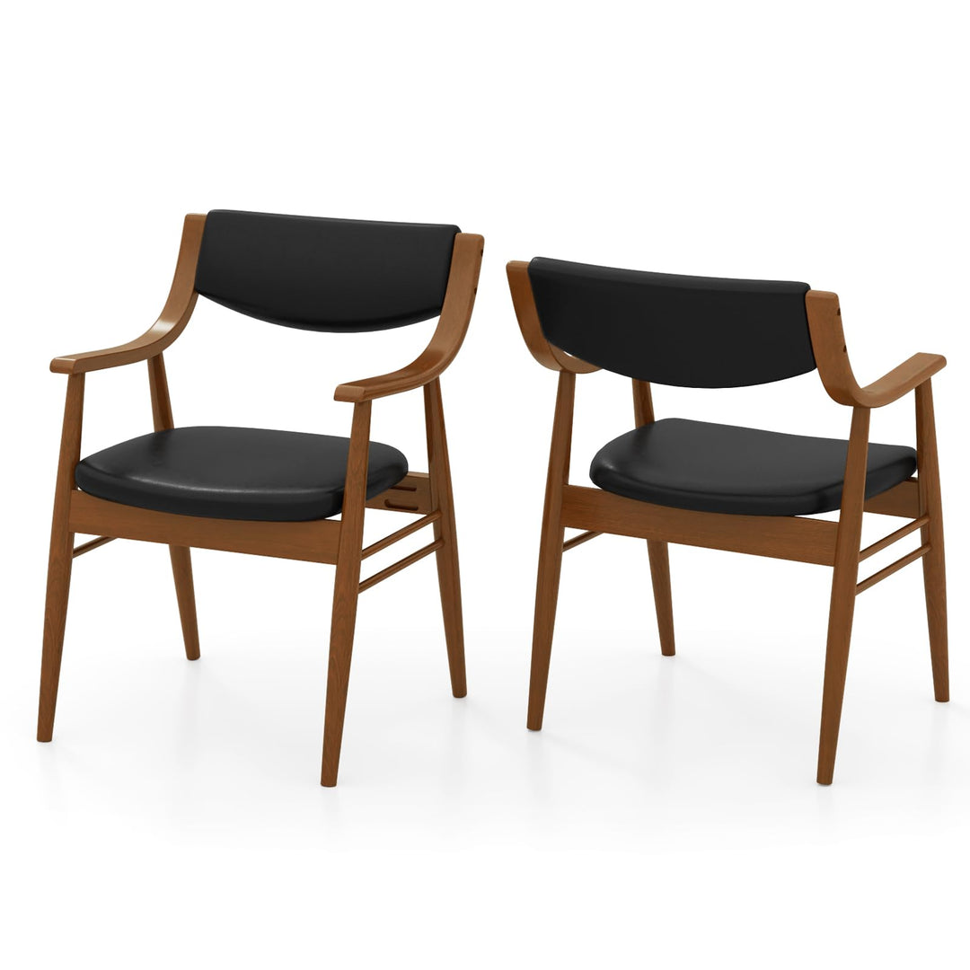 Giantex Wooden Dining Chairs Set of 2/4, PU Leather Upholstered Kitchen Chairs w/Padded Seat &amp; Back