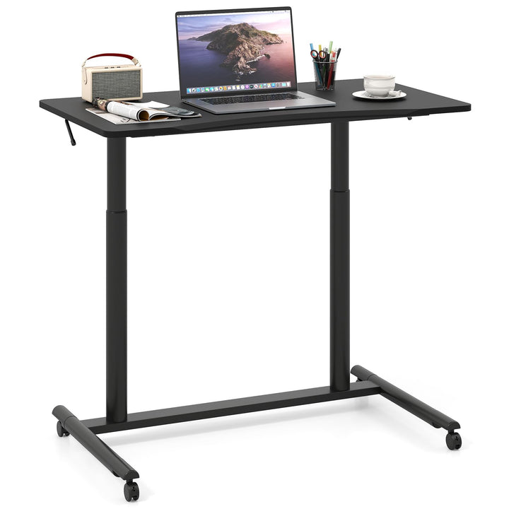 Giantex Mobile Standing Desk Height Adjustable Computer Desk with Wheels &amp; Aluminum Frame