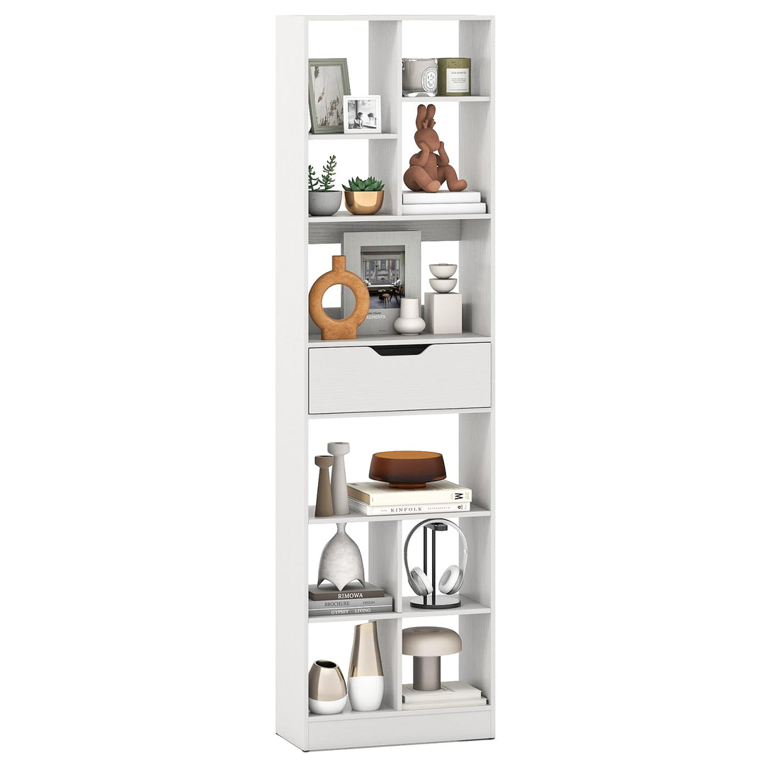Giantex Bookcase with Drawer 71" Tall Freestanding Storage Organizer(8-Tier)