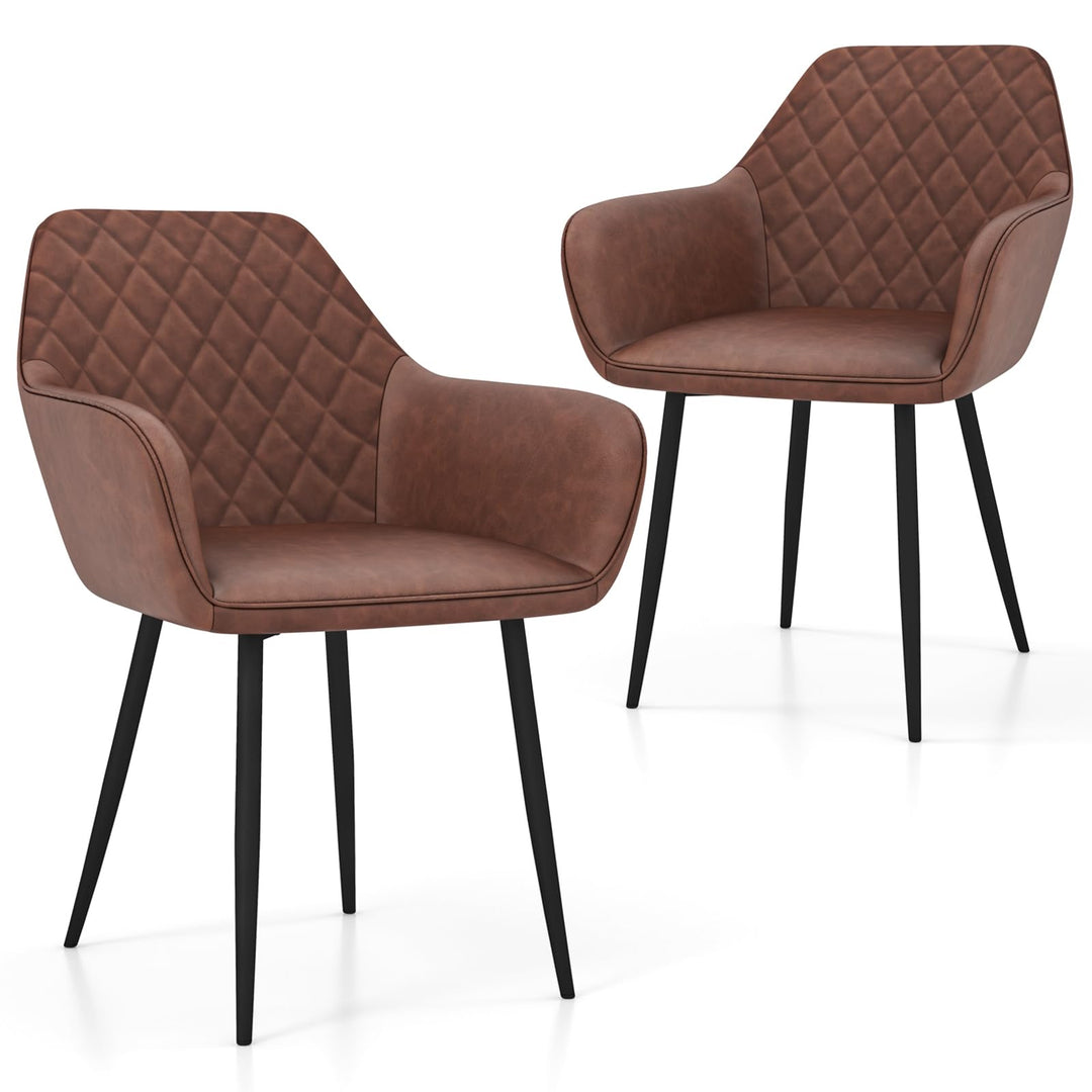 Giantex Mid Century Modern Dining Chairs Set of 2/4, Upholstered Accent Chairs w/Curved Backrest, Wide Seat &amp; Armrests
