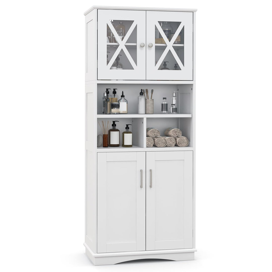 Giantex 57" Tall Bathroom Cabinet, Storage Cabinet with Acrylic Doors &amp; Adjustable Shelves