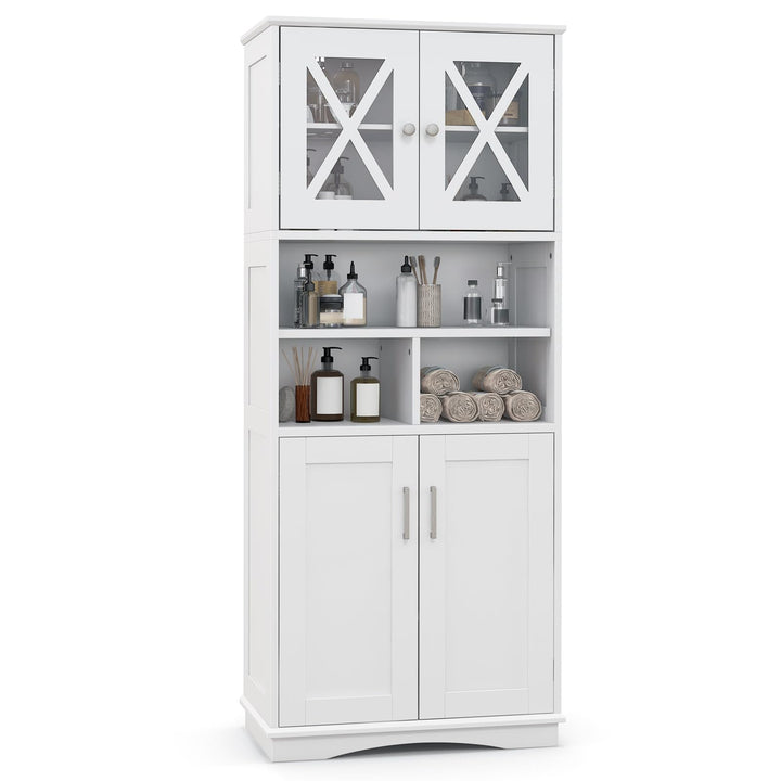 Giantex 57" Tall Bathroom Cabinet, Storage Cabinet with Acrylic Doors &amp; Adjustable Shelves