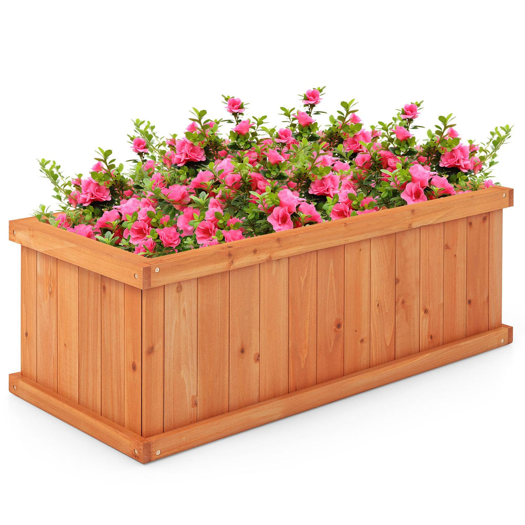Giantex Raised Garden Bed | 31”x14”x12” Wooden Planter Box with 4 Drainage Holes (1/2)