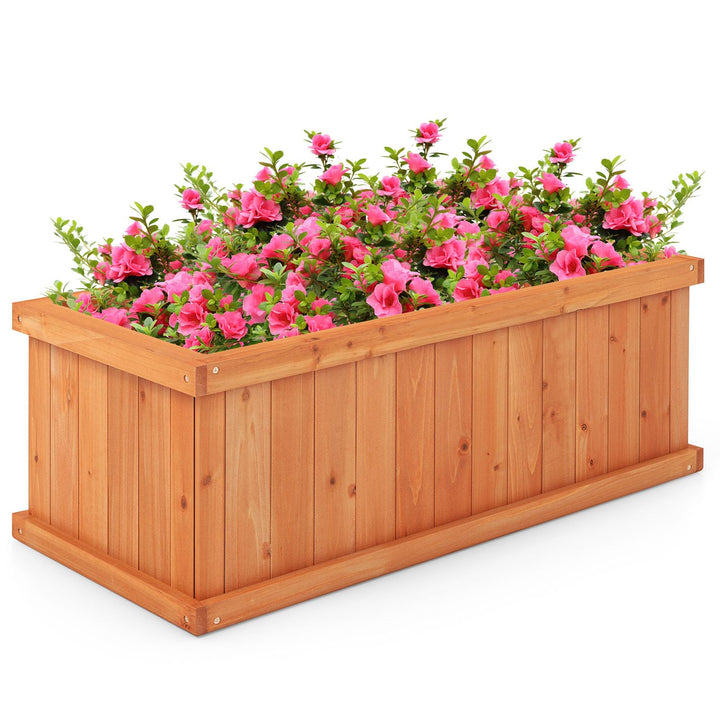 Giantex Raised Garden Bed | 31”x14”x12” Wooden Planter Box with 4 Drainage Holes (1/2)