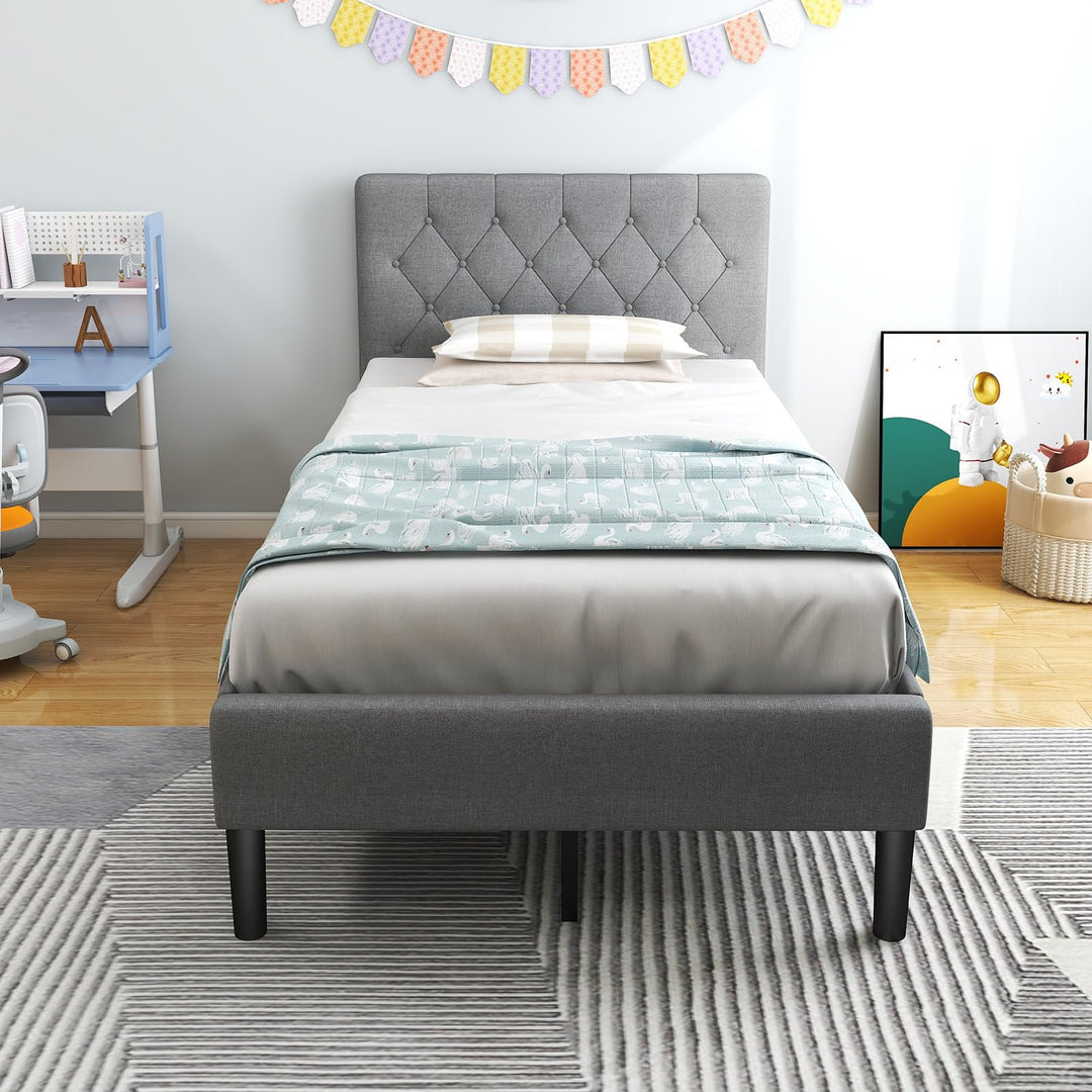 Giantex Twin Size Upholstered Bed Frame