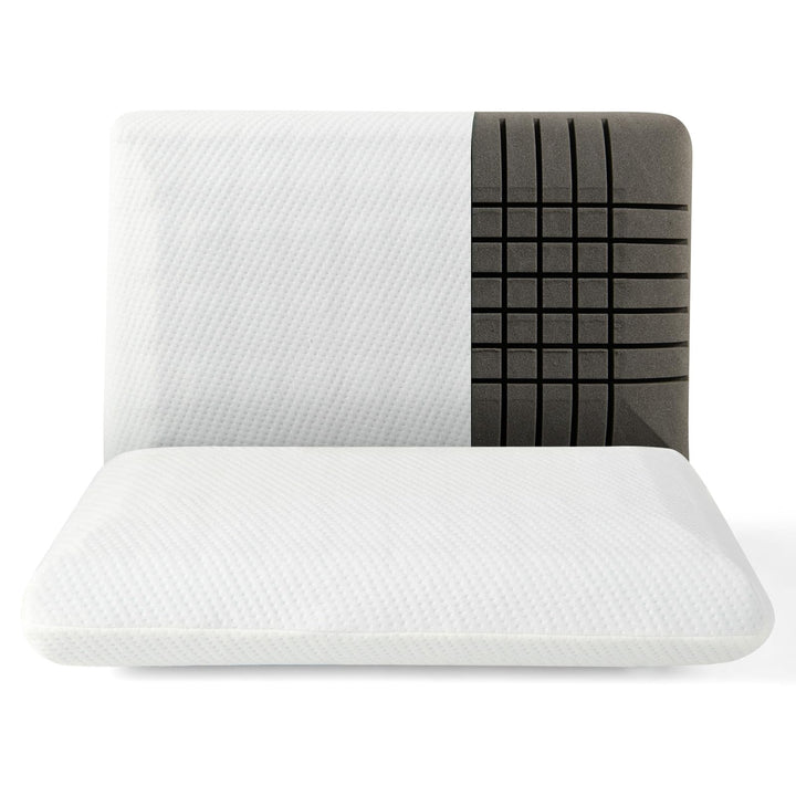 Giantex Charcoal Memory Foam Pillow 2 Pack, 3D Cutting Ventilated Pillows with Washable Cover, Back &amp; Side Sleeper Pillows