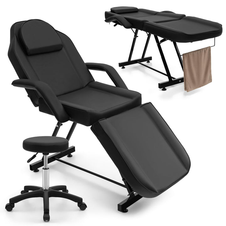 Giantex 73" Facial Chair with Hydraulic Stool, Tattoo Chair with with Adjustable Backrest &amp; Legrest