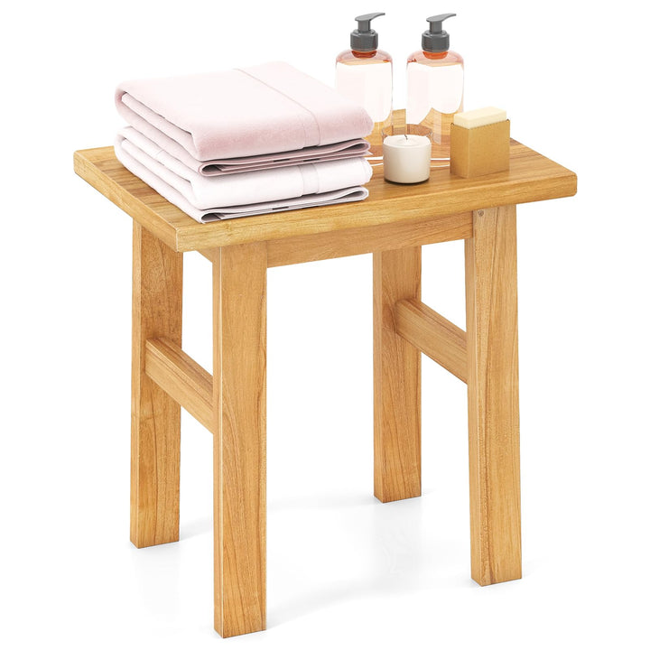 Giantex Solid Teak Shower Bench Stool for Bathroom with Water-Resistant Finish 18&