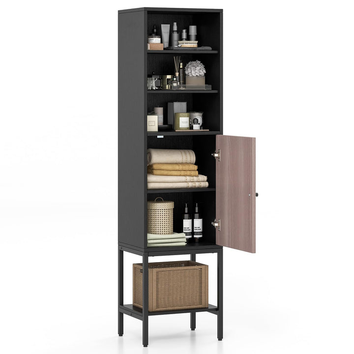 Giantex 57” Tall Bathroom Storage Cabinet, Bathroom Floor Cabinet with Door, Adjustable Shelves &amp; Foot Pads