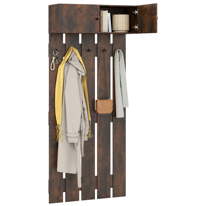 Giantex Wall Mounted Coat Rack 2-in 1 Hall Tree w/ 5 Double Hooks &amp; 2-Door Cabinet