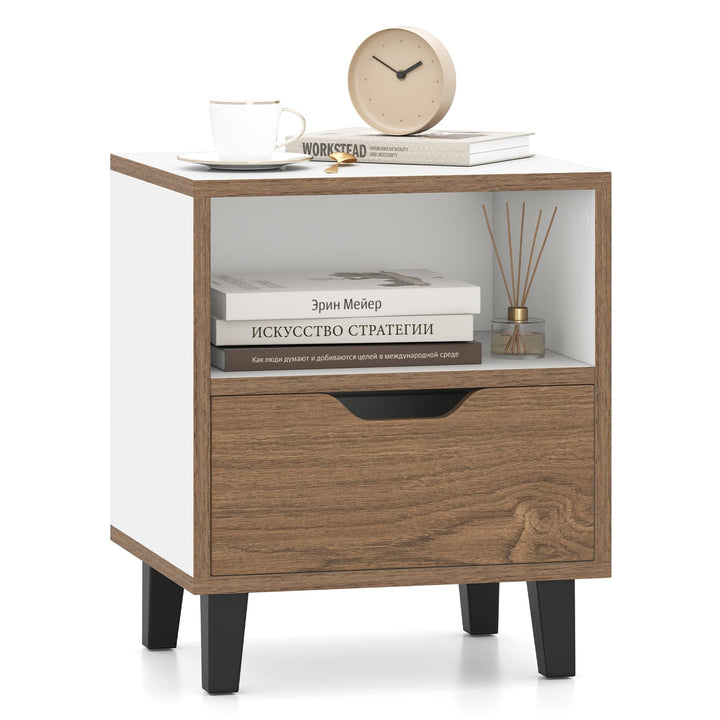 Giantex Mid Century Modern Nightstand with Metal Legs
