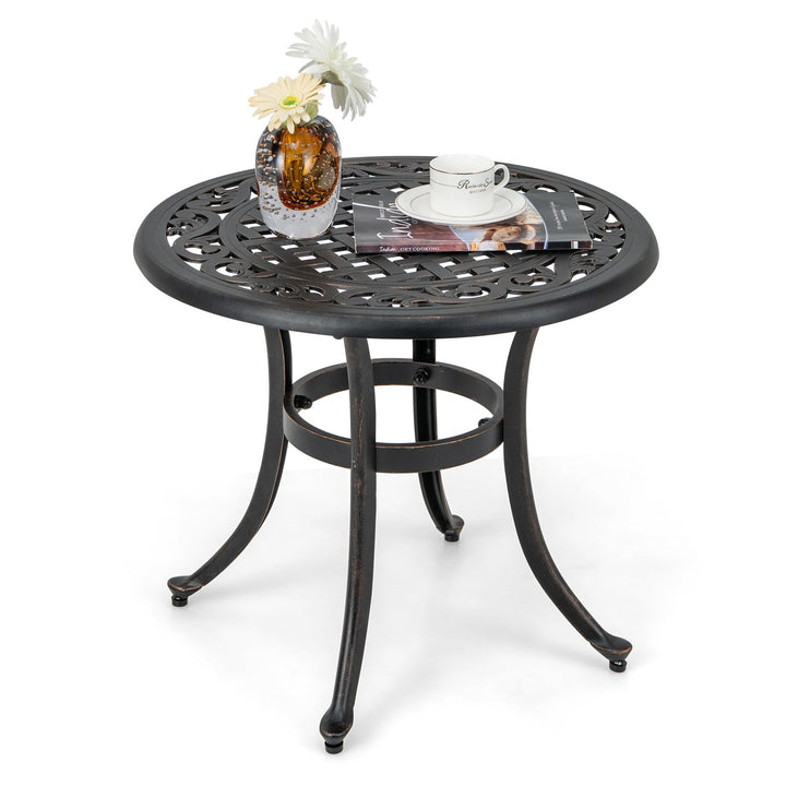 Giantex Patio Bistro Table | 24” Cast Aluminum Round Side Table for Porch