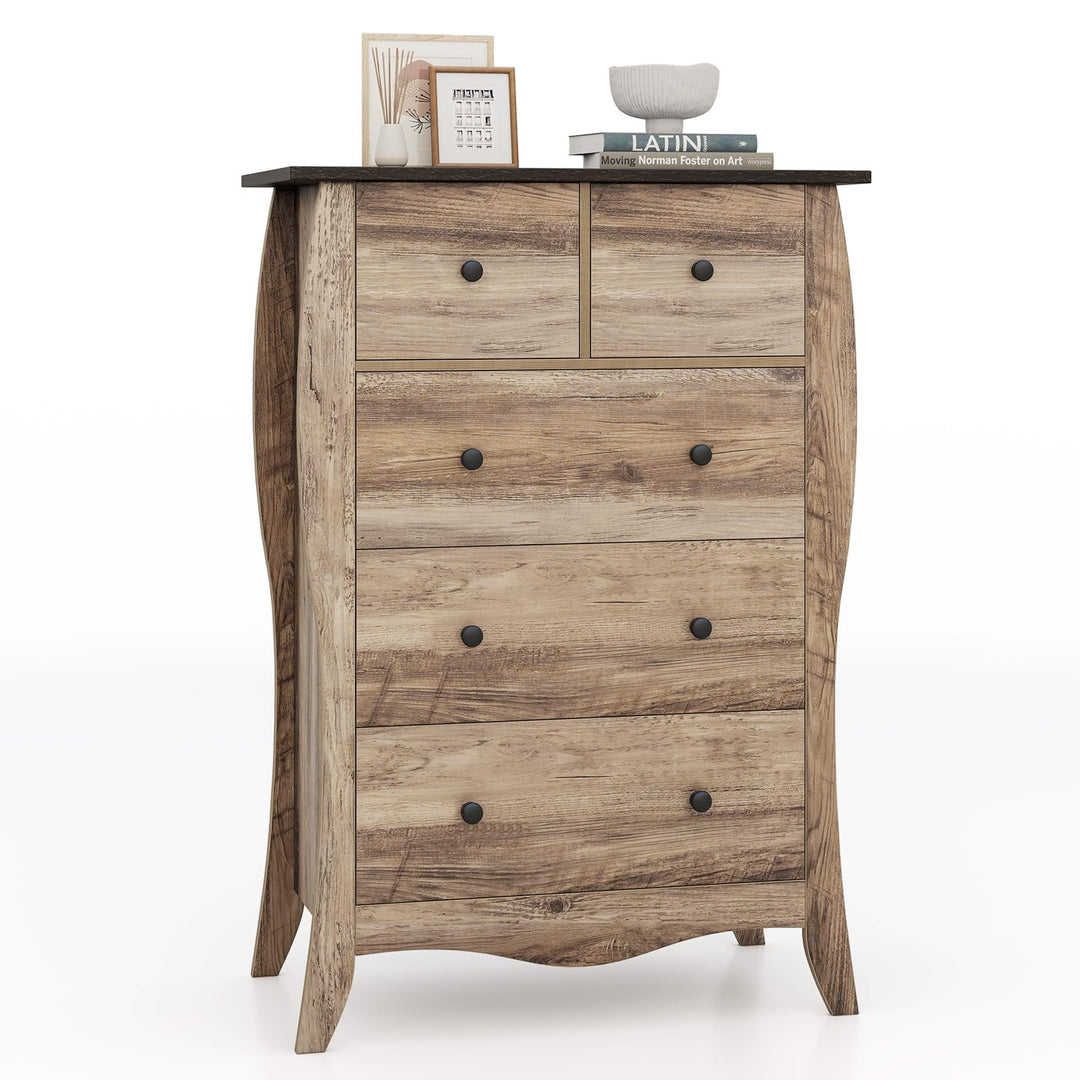 Giantex Storage Cabinet with Foldable &amp; Detachable Fabric Drawers, Anti-Tipping Kit, 26.5” x 15” x 38” Farmhouse Floor Cabinet