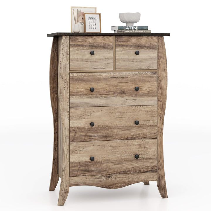Giantex Storage Cabinet with Foldable &amp; Detachable Fabric Drawers, Anti-Tipping Kit, 26.5” x 15” x 38” Farmhouse Floor Cabinet