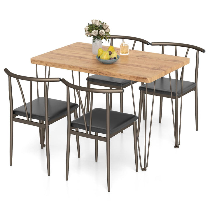 Giantex 5-Piece Dining Table Set | 43-Inches Rectangular Kitchen Table &amp; 4 Armless Chairs with Upholstered Seat