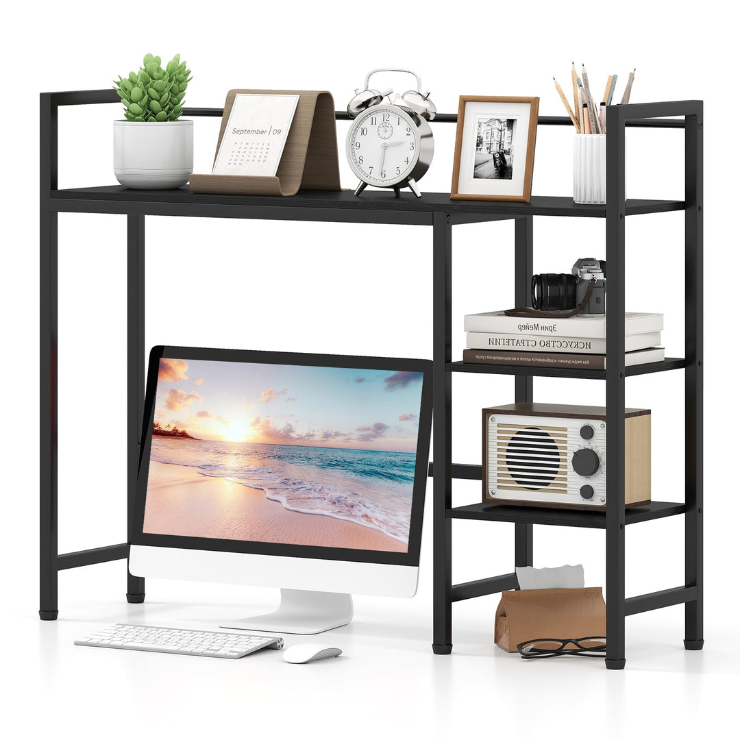 GIANTEX 4-Tier Desktop Bookshelf | 38.5" Dorm Desk Hutch for 27" Monitor