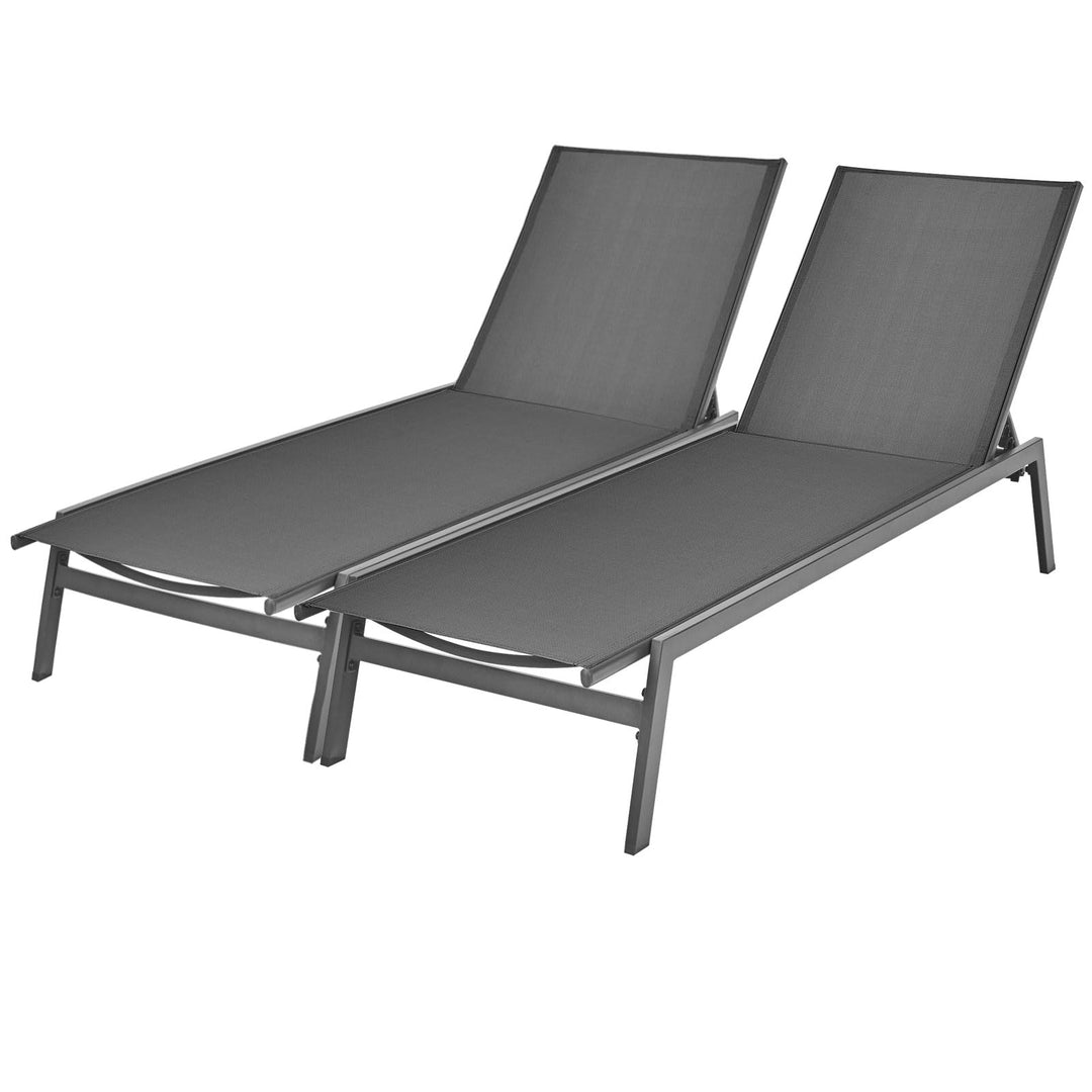 Giantex Chaise Lounge Chair Patio Chaise Lounger with 6-Postion Adjustable Backrest and Breathable Fabric
