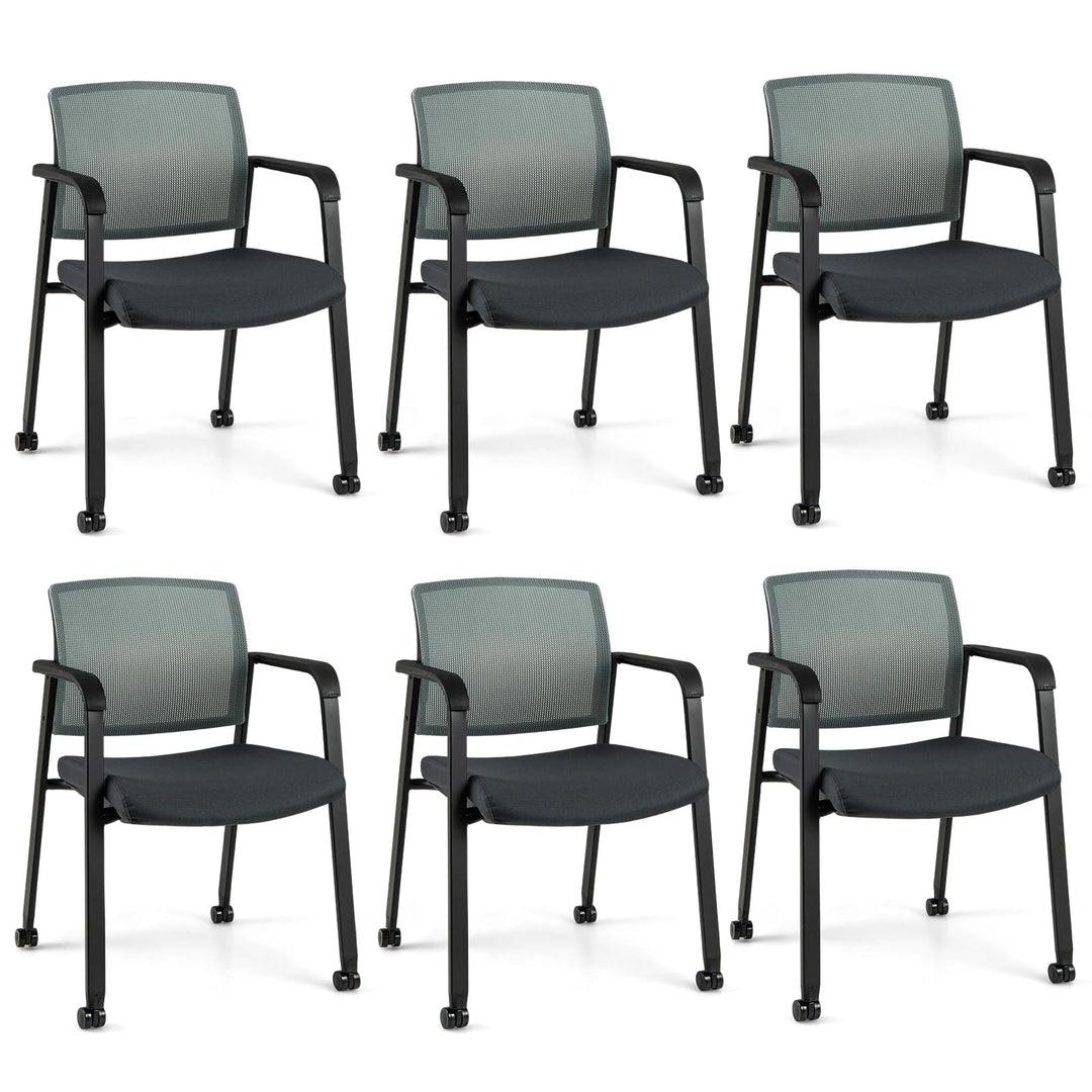 Giantex Waiting Room Chair Set, Rolling Office Desk Chairs with PU Wheels (2 / 4 / 6 / 8 / 10 / 12 Pack Options)
