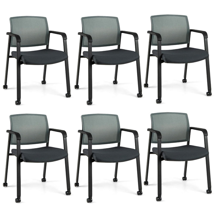 Giantex Waiting Room Chair Set, Rolling Office Desk Chairs with PU Wheels (2 / 4 / 6 / 8 / 10 / 12 Pack Options)