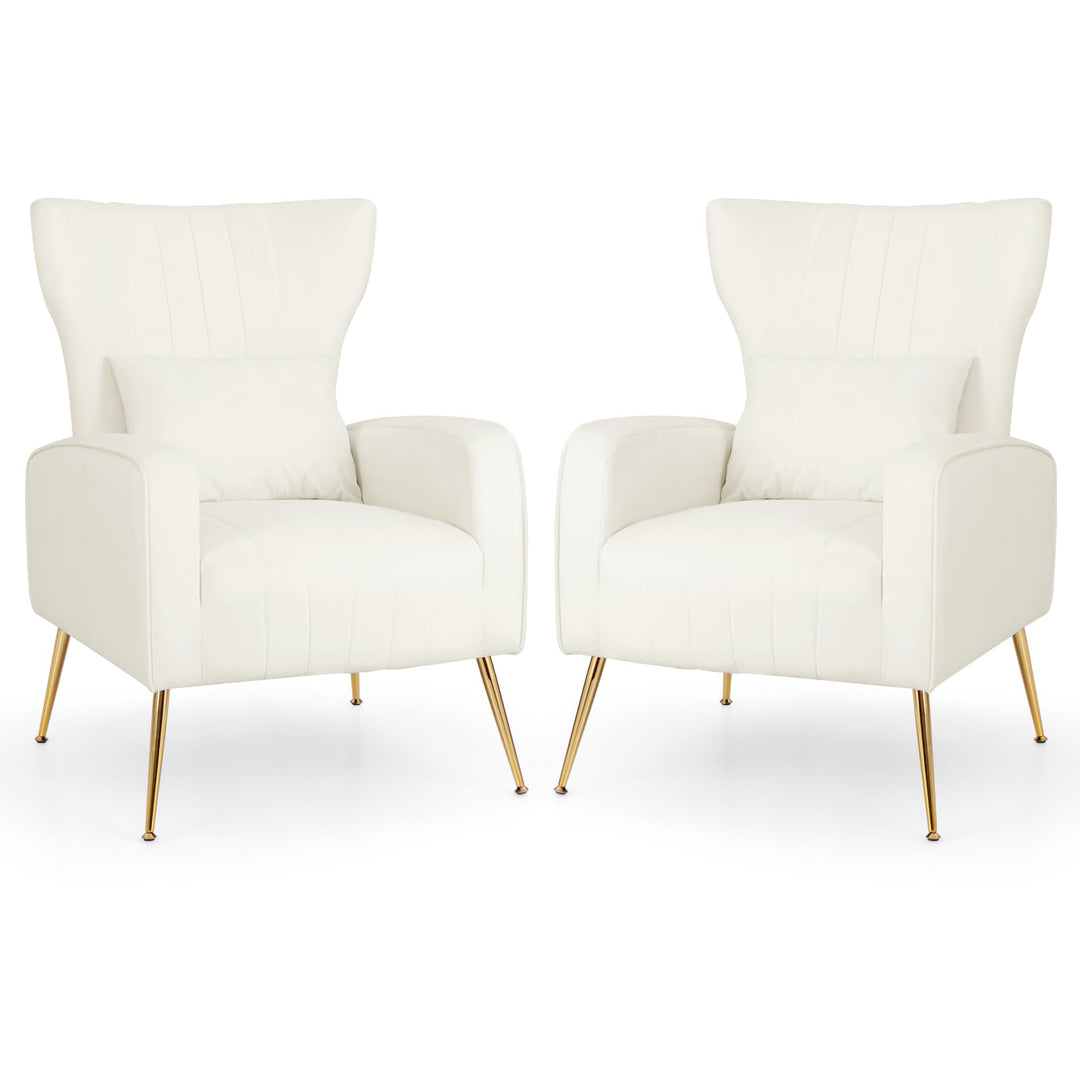 Giantex Velvet Accent Chair with Lumbar Pillow