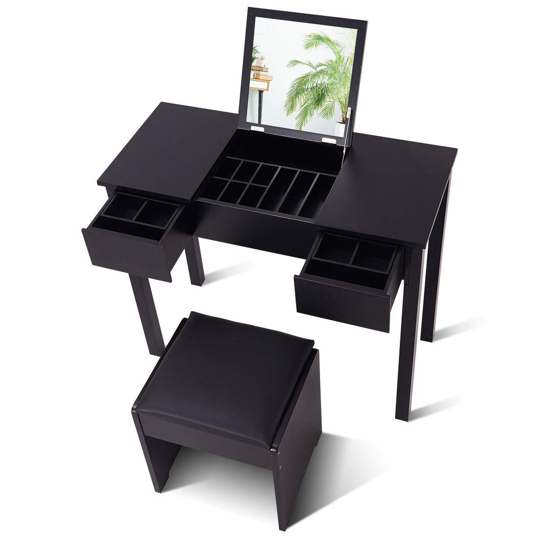 Giantex Makeup Dressing Table Writing Desk with 2 Drawers &amp; 3 Removable Organizers