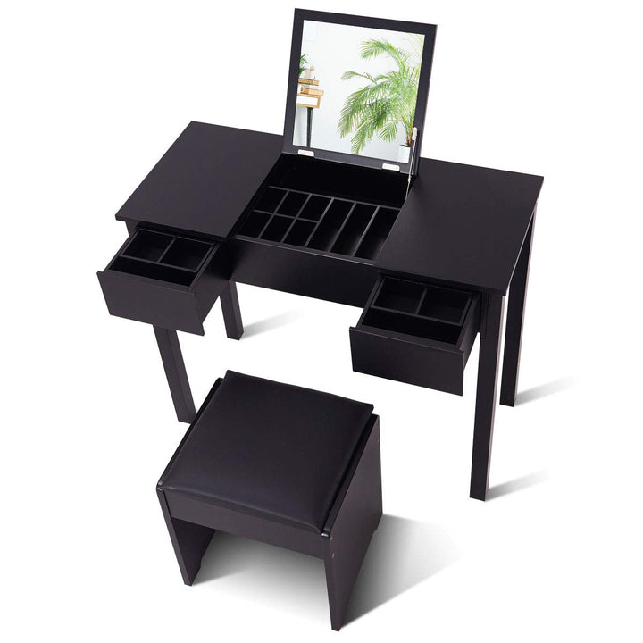 Giantex Makeup Dressing Table Writing Desk with 2 Drawers &amp; 3 Removable Organizers