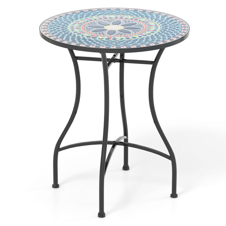Giantex 24 Inch Patio Bistro Table, Mosaic Round Table w/Ceramic Tile Tabletop