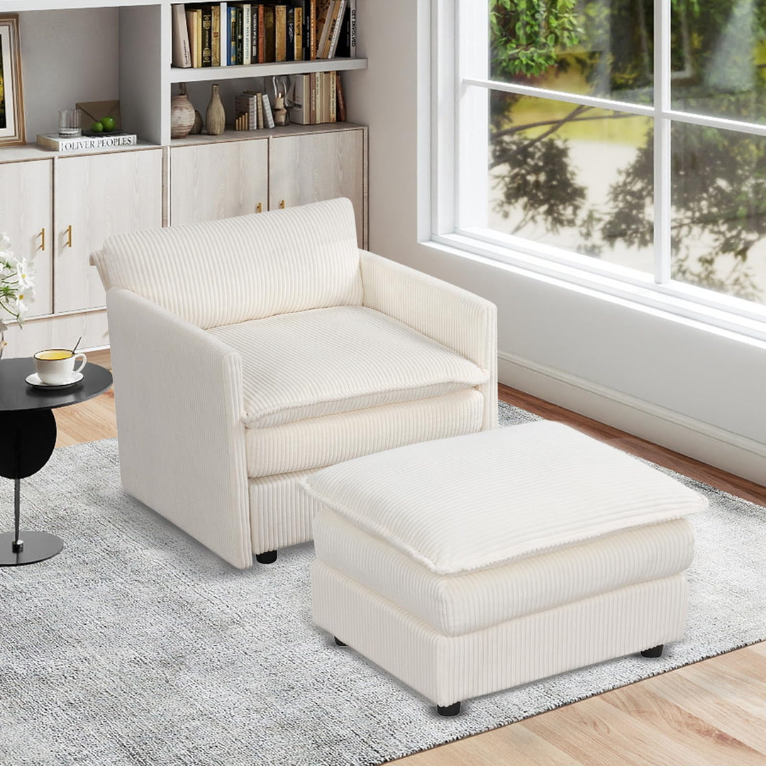 Giantex Oversized Accent Chair with Ottoman with Soft Corduroy Cushions