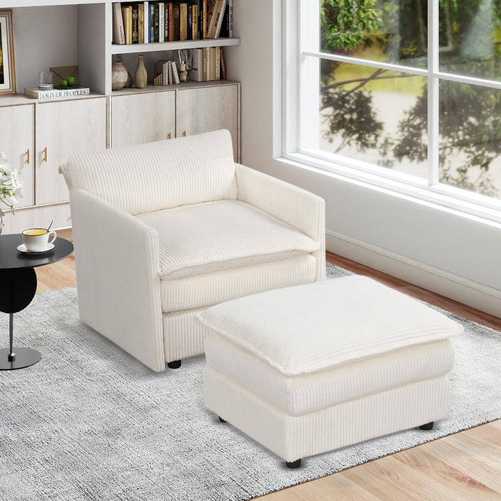 Giantex Oversized Accent Chair with Ottoman with Soft Corduroy Cushions