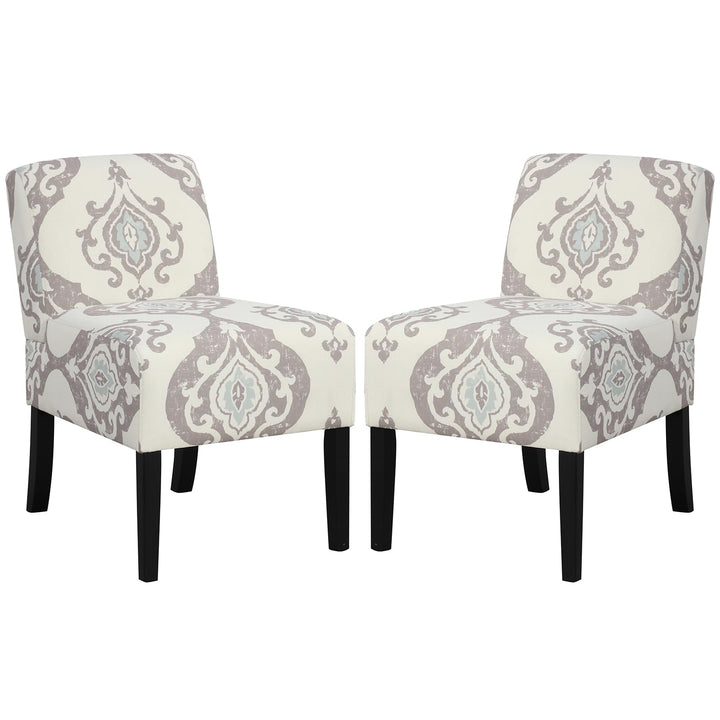 Giantex Armless Accent Chair Set of 1/2/4, Upholstered Living Room Chair with Rubber Wood Legs