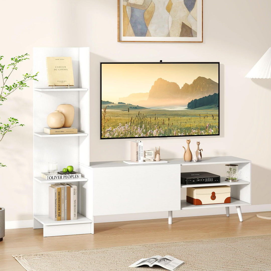 Giantex Book Shelf TV Stand L-Shaped Entertainment Center with Storage &amp; Adjustable Shelf