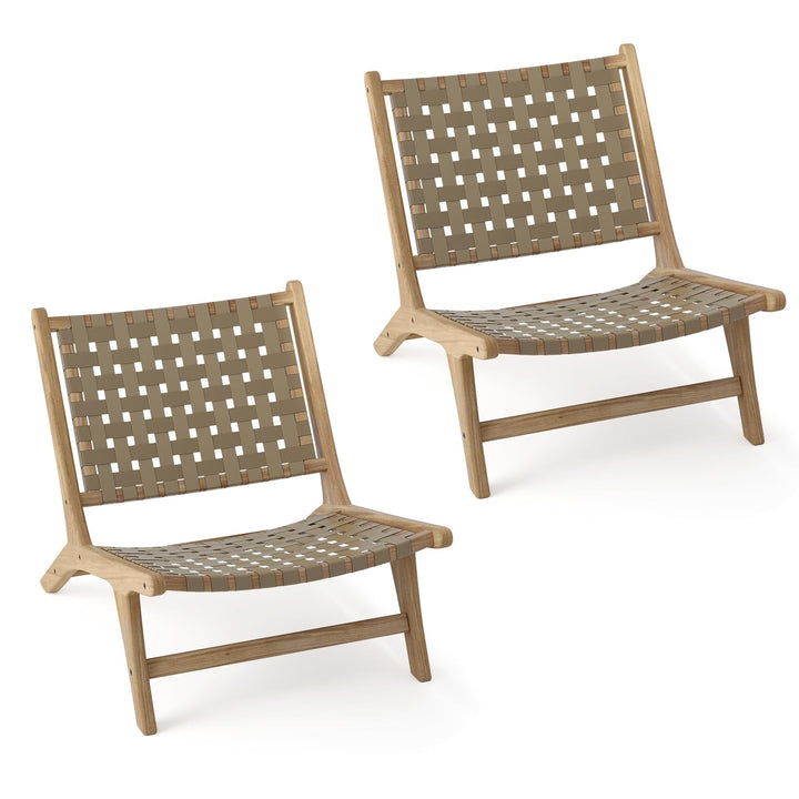 Giantex Woven Accent Chair Set of 1/2, Boho Mid Century Modern Armless Accent Chair w/Nylon Backrest &amp; Seat