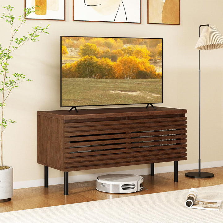 Giantex Mid Century Modern TV Stand for 40 Inch TV with 2 Hidden Compartments