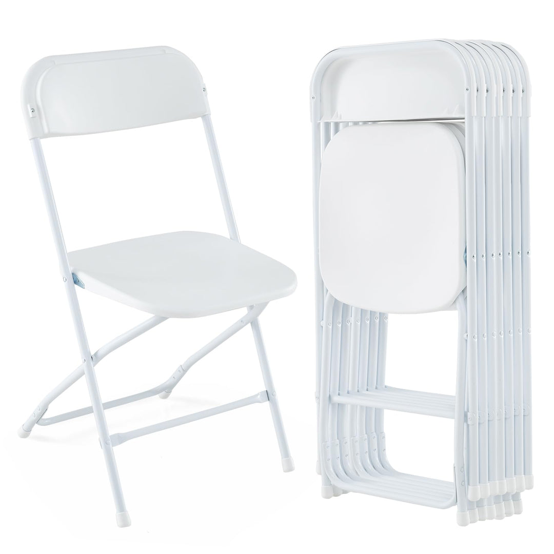 Giantex Folding Chair with Plastic Seat &amp; Back, Heavy-Duty Metal Frame