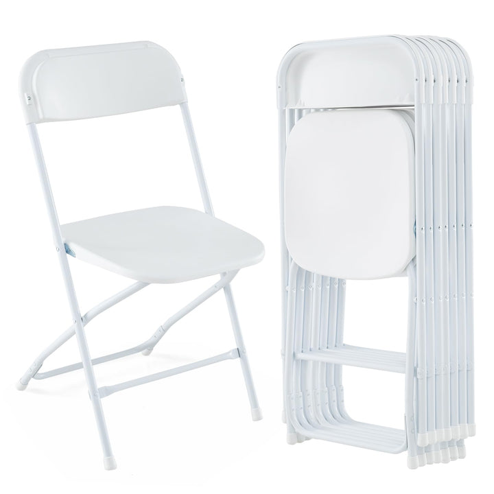Giantex Folding Chair with Plastic Seat &amp; Back, Heavy-Duty Metal Frame