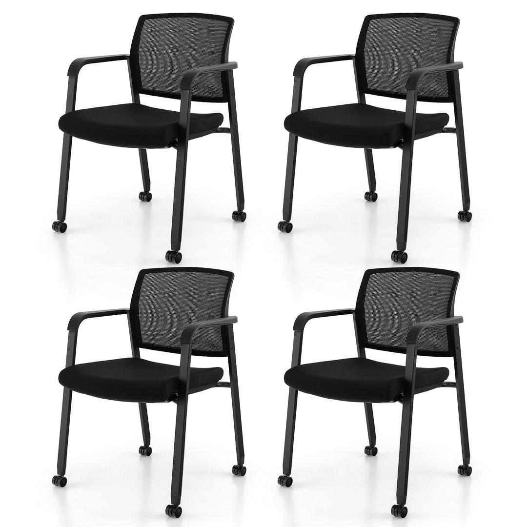 Giantex Waiting Room Chair Set, Rolling Office Desk Chairs with PU Wheels (2 / 4 / 6 / 8 / 10 / 12 Pack Options)
