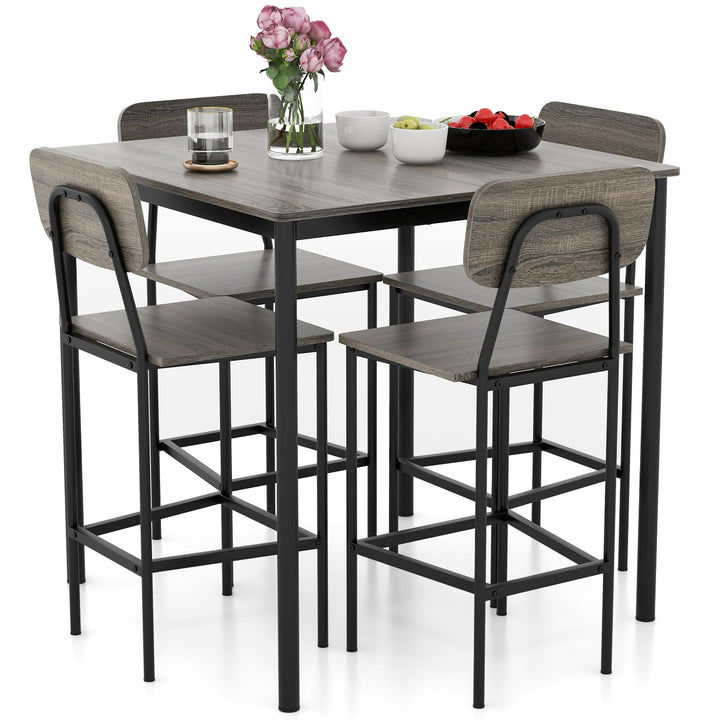 Giantex 5-Piece Dining Table Set W/Counter Height Table &amp; 4 Bar Stools