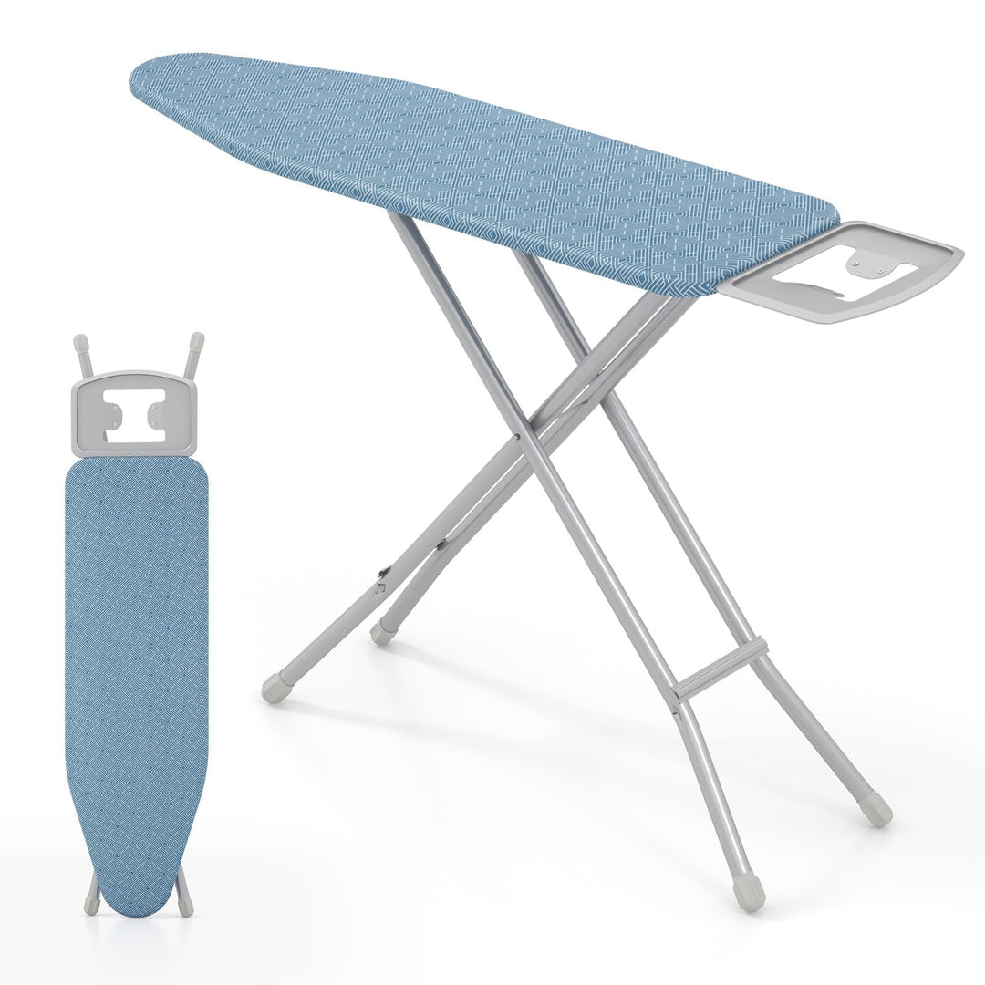 Giantex Full Size Ironing Board with Iron Rest, 57" x 15" Carbon Steel Iron Table with 7-Level Height &amp; Heat Resistant Cover