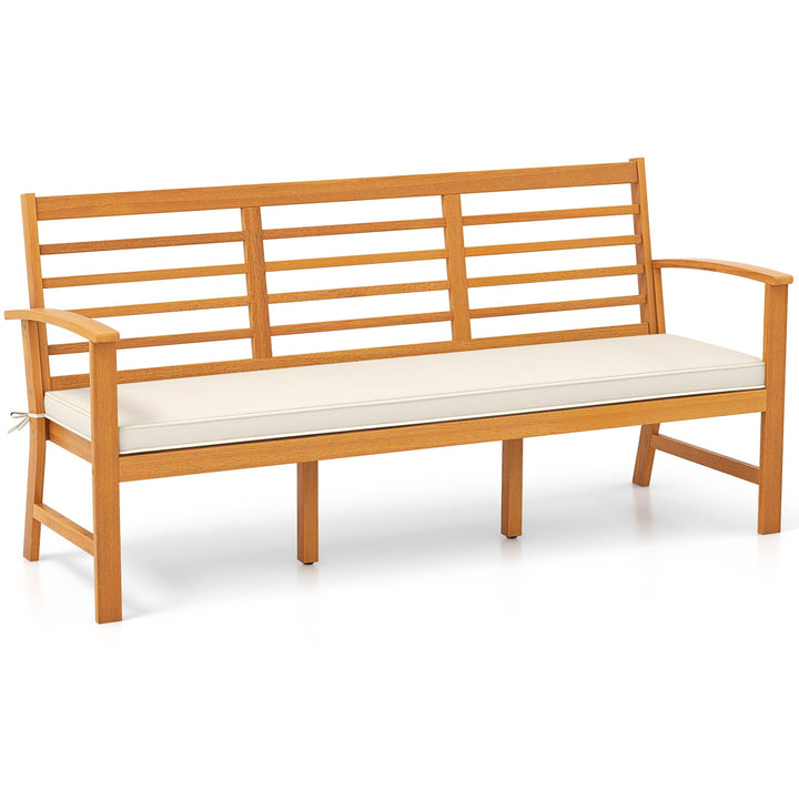Giantex Acacia Wood Outdoor Bench, 3-Seat Patio Bench with Removable Cushion