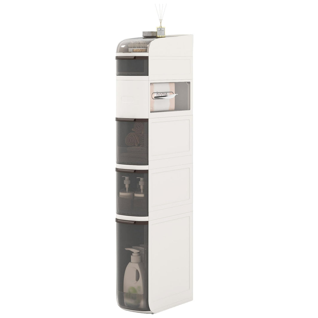 Giantex 6-Tier Narrow Bathroom Storage Cabinet with Drawers and Tissue Box