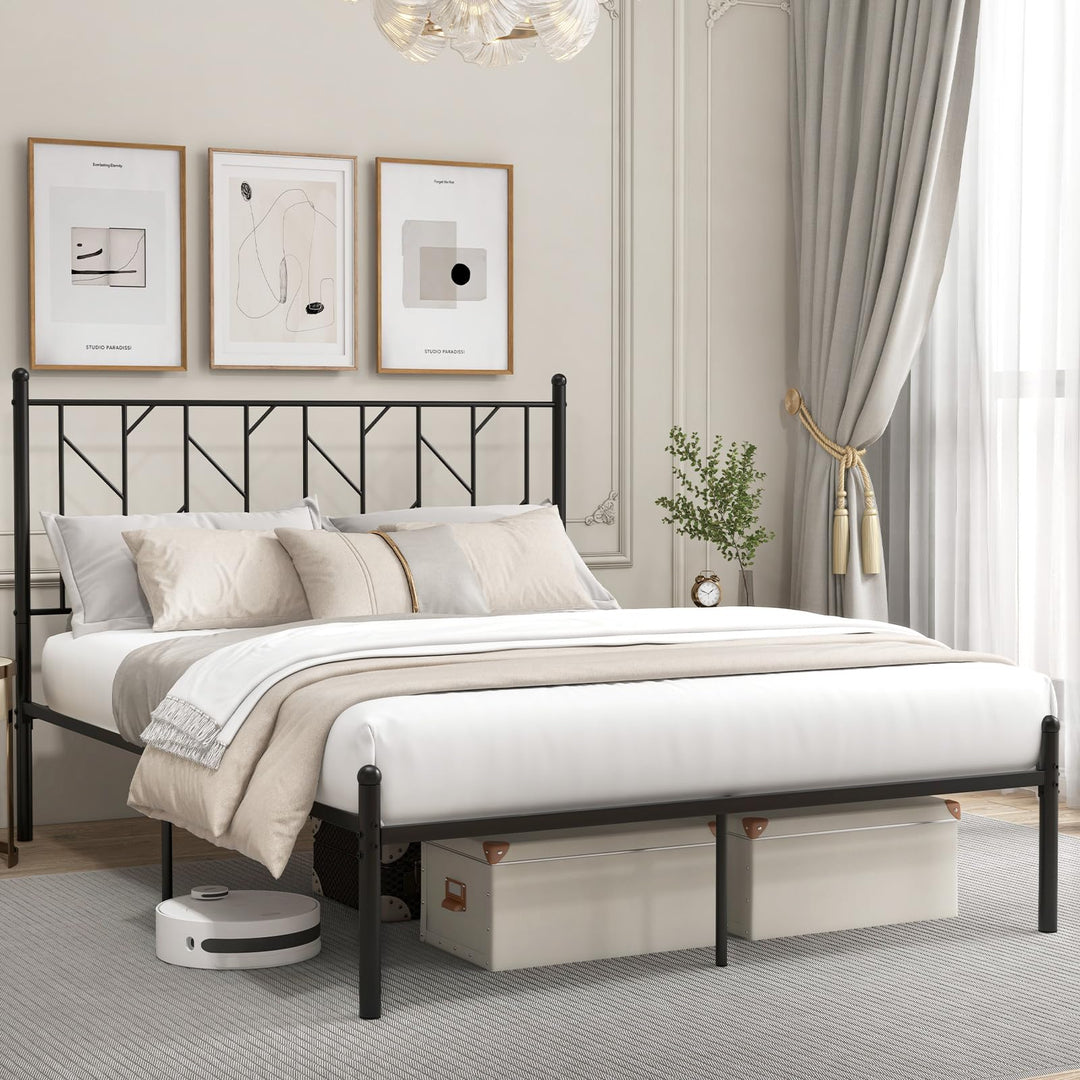 Giantex Queen/Full/Twin Size Metal Bed Frame with Victorian Style Headboard