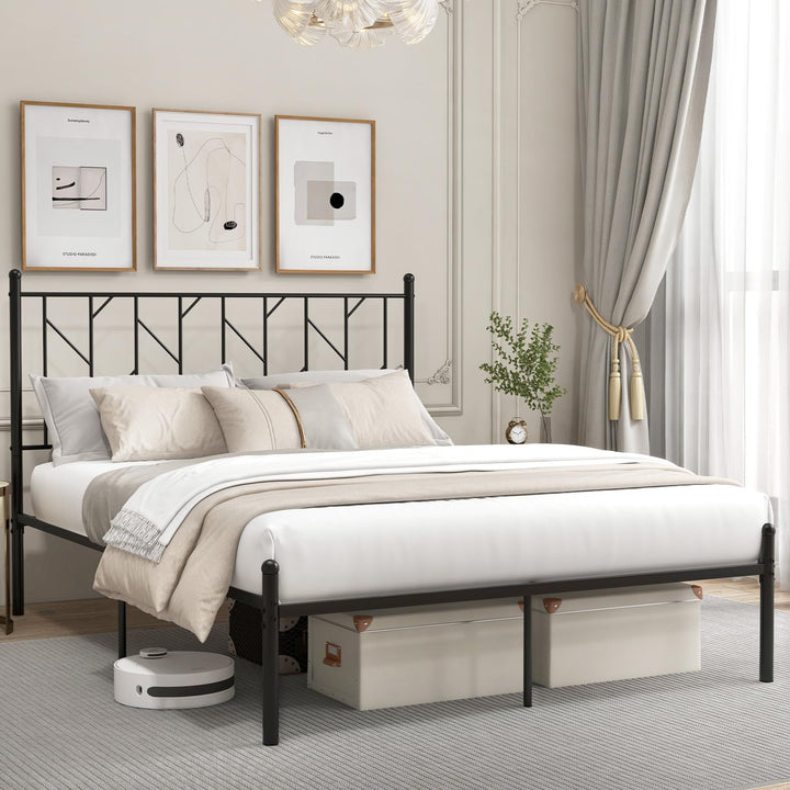 Giantex Queen/Full/Twin Size Metal Bed Frame with Victorian Style Headboard