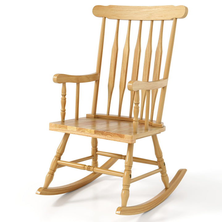 Giantex Patio Rocking Chair with Solid Rubber Wood Frame