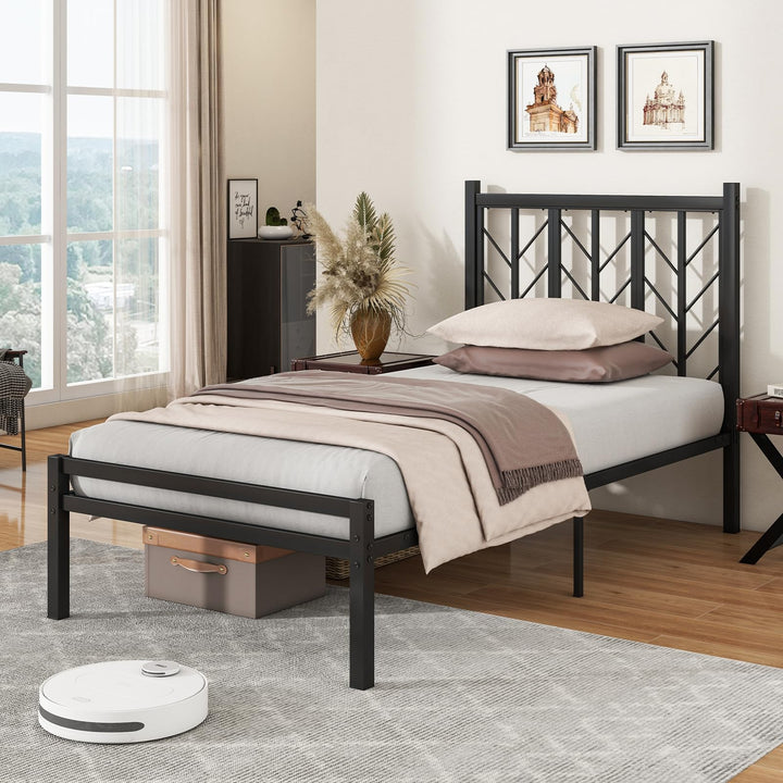 Giantex Queen/Full/Twin Size Bed Frames with Vintage Headboard, Metal Mattress Foundation for Storage